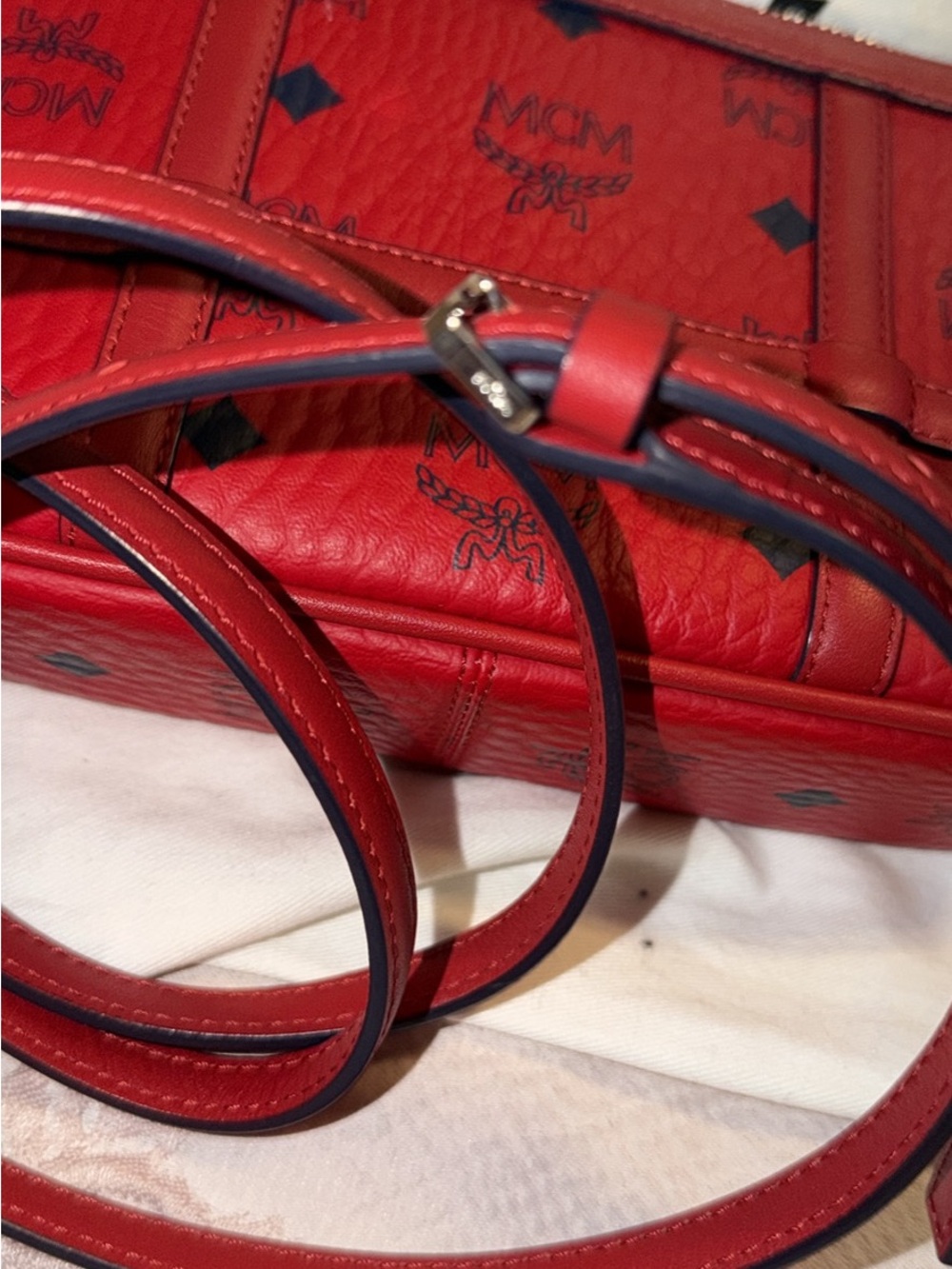 MCM Red Logo Crossbody Bag